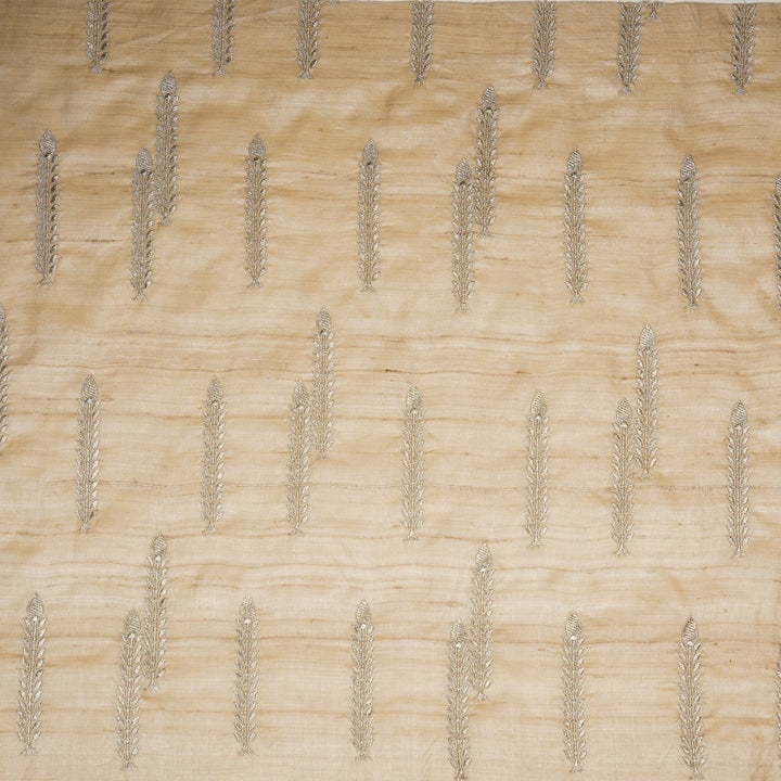 Arika Buta on Natural Tussar Silk Embroidered Fabric