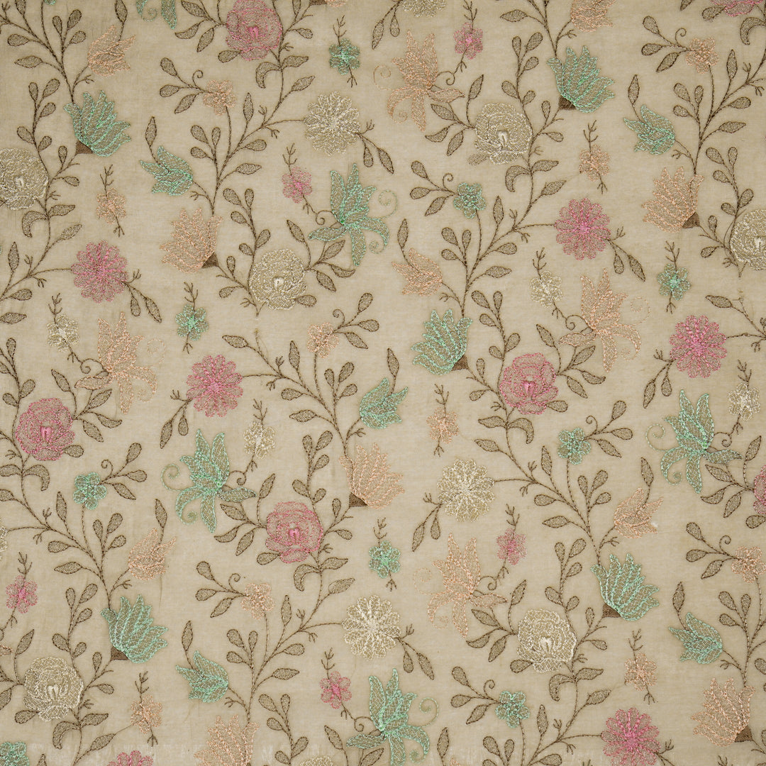 Amaira Jaal on Light Mouse Cotton Silk Embroidered Fabric