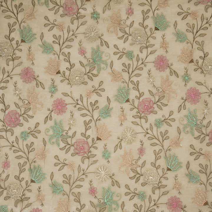 Amaira Jaal on Light Mouse Cotton Silk Embroidered Fabric