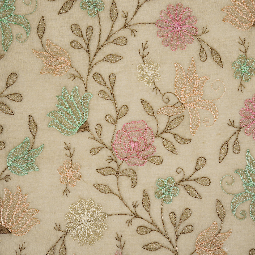 Amaira Jaal on Light Mouse Cotton Silk Embroidered Fabric