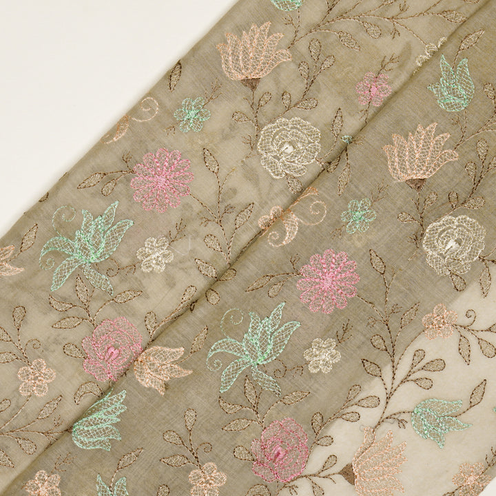 Amaira Jaal on Light Mouse Cotton Silk Embroidered Fabric