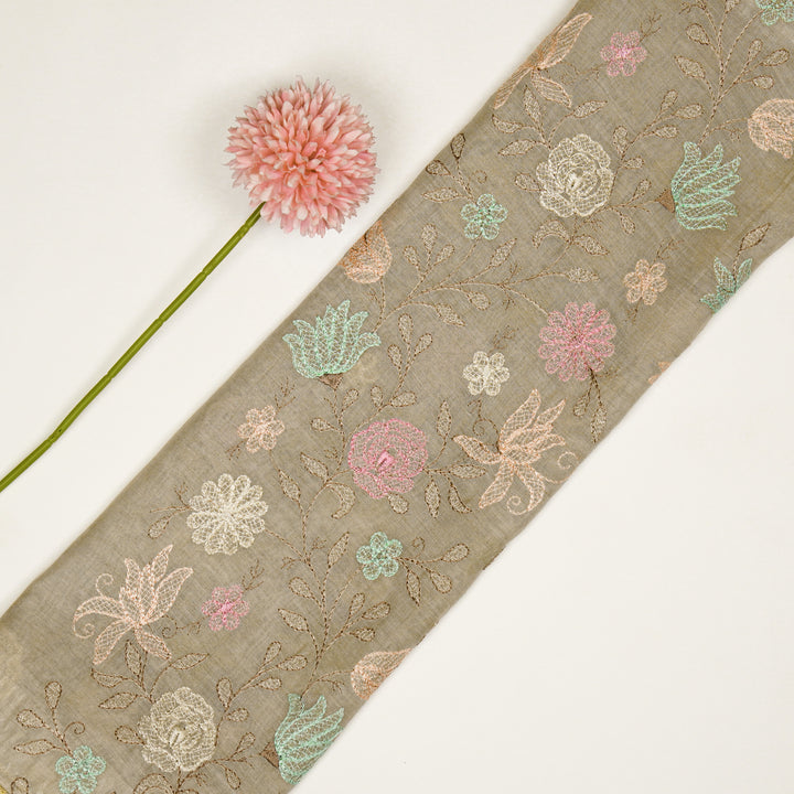 Amaira Jaal on Light Mouse Cotton Silk Embroidered Fabric