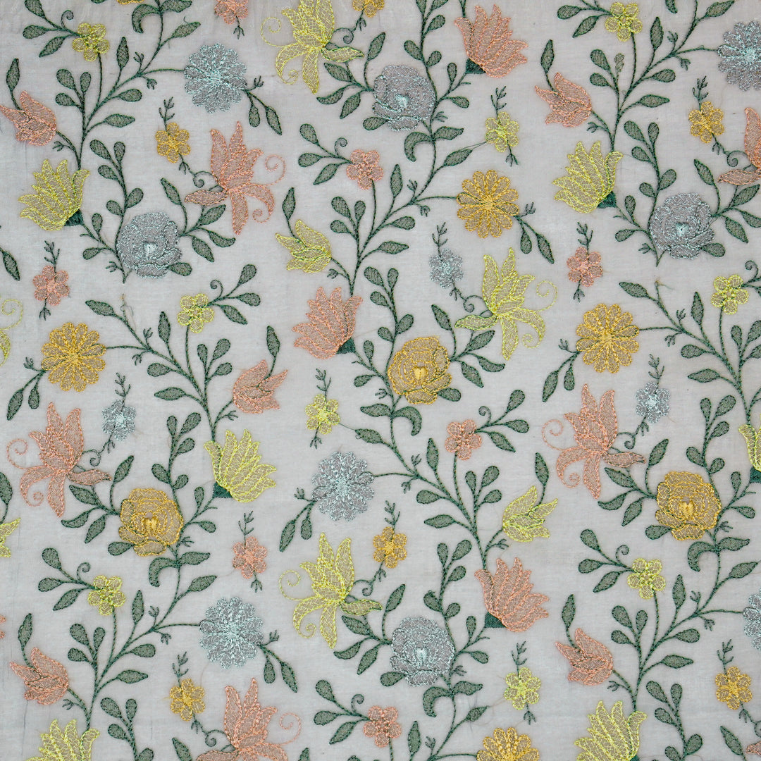 Amaira Jaal on Steel Grey Cotton Silk Embroidered Fabric