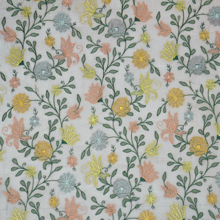 Amaira Jaal on Steel Grey Cotton Silk Embroidered Fabric