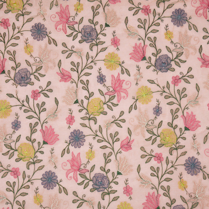 Amaira Jaal on Pink Cotton Silk Embroidered Fabric