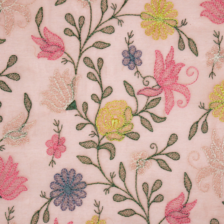 Amaira Jaal on Pink Cotton Silk Embroidered Fabric