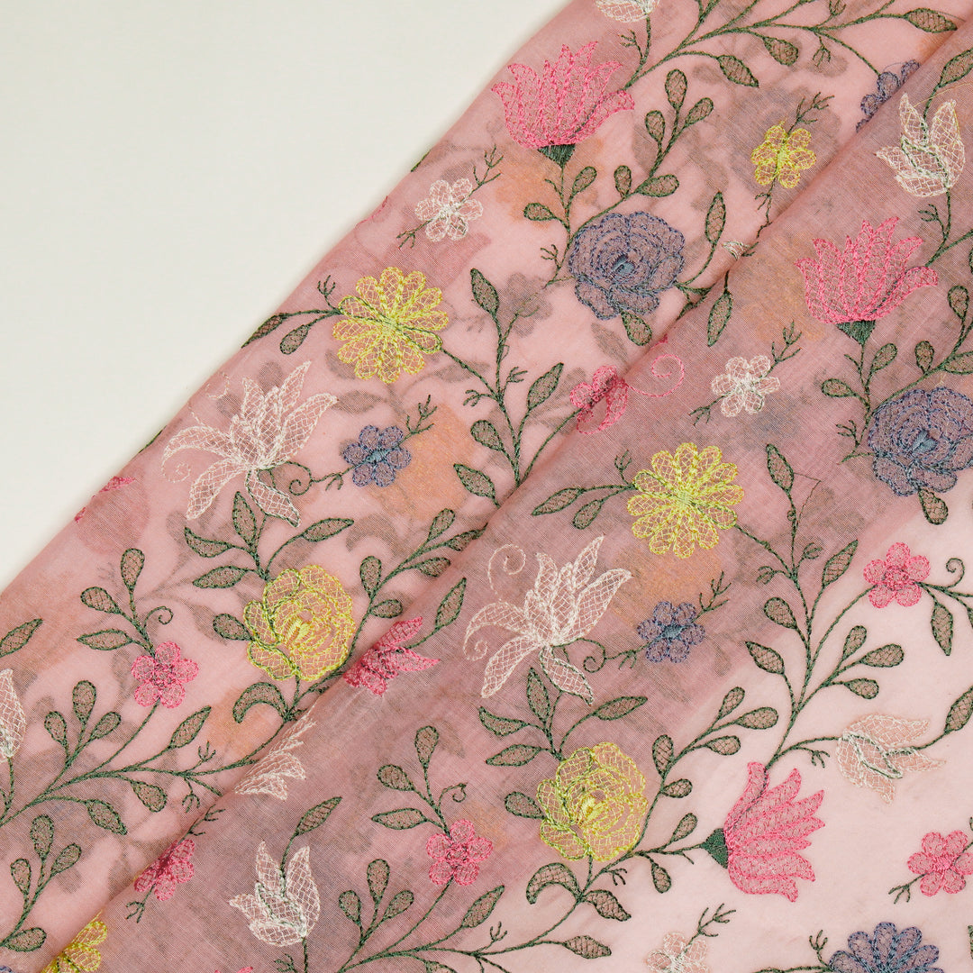 Amaira Jaal on Pink Cotton Silk Embroidered Fabric