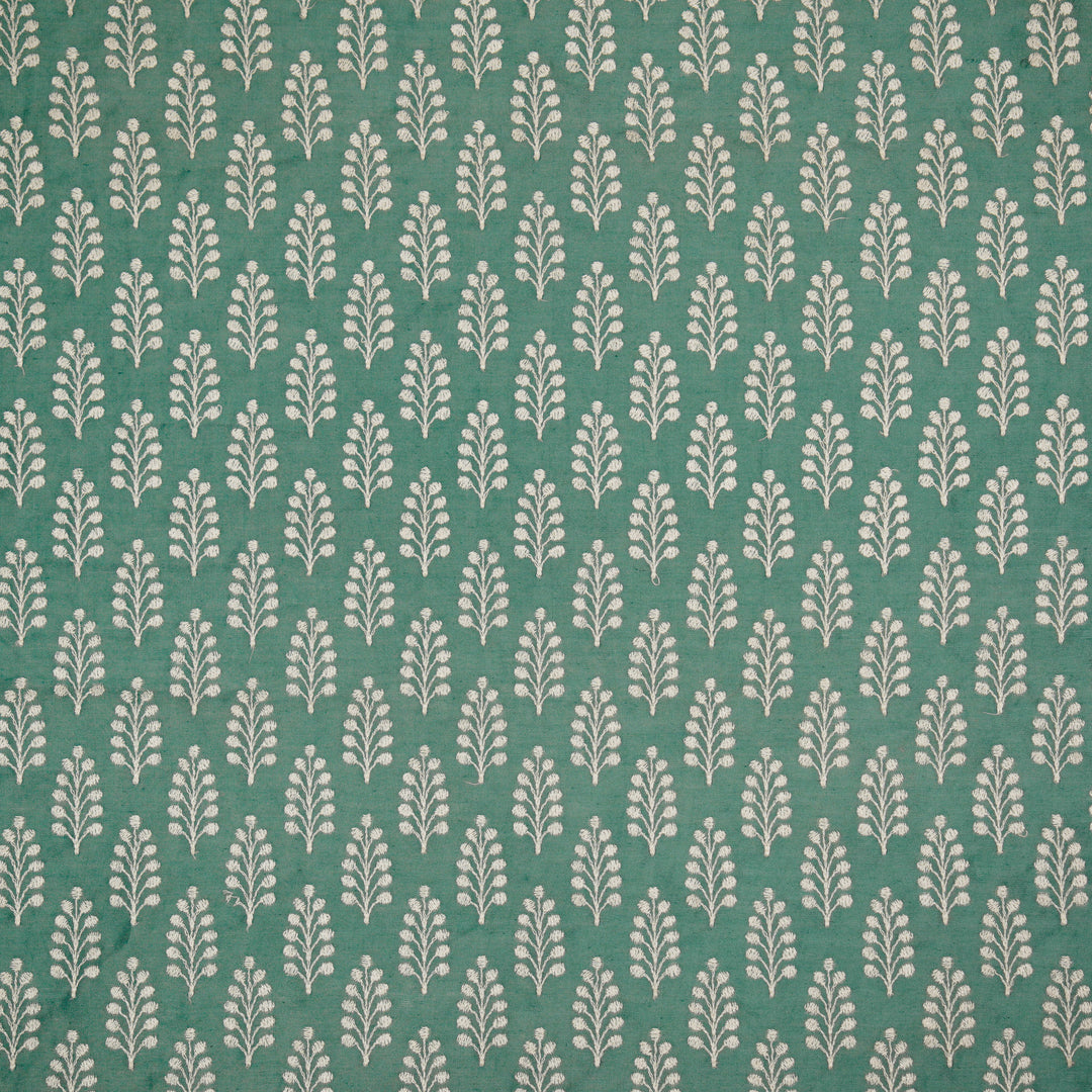 Vanika Buti on Teal Silk Chanderi Embroidered Fabric