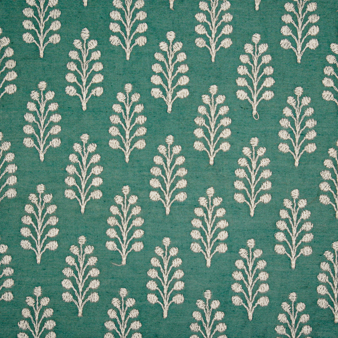 Vanika Buti on Teal Silk Chanderi Embroidered Fabric