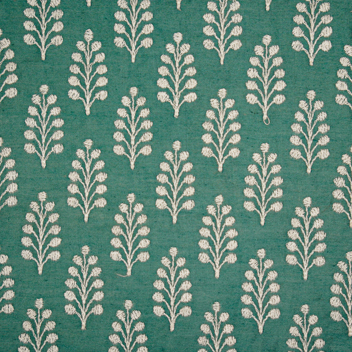Vanika Buti on Teal Silk Chanderi Embroidered Fabric