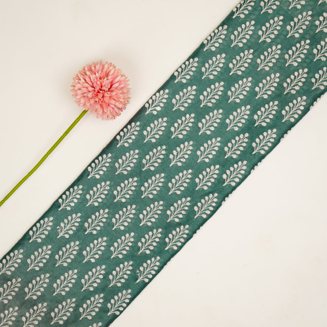 Vanika Buti on Teal Silk Chanderi Embroidered Fabric