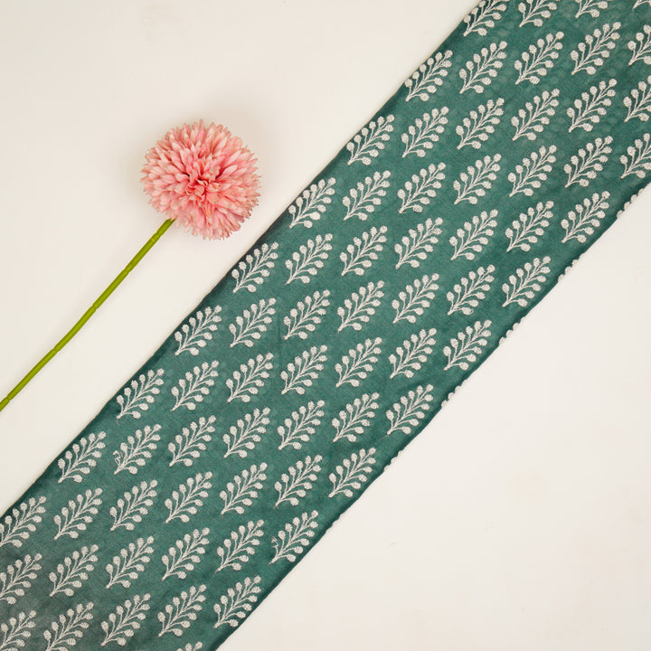 Vanika Buti on Teal Silk Chanderi Embroidered Fabric