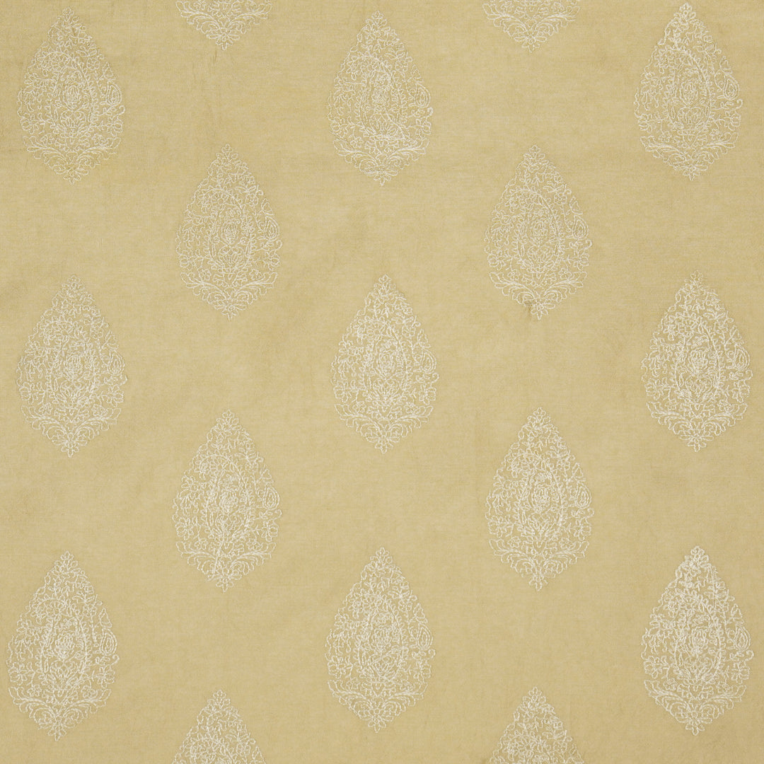 Meherza Buta on Ecru Cotton Silk Embroidered Fabric