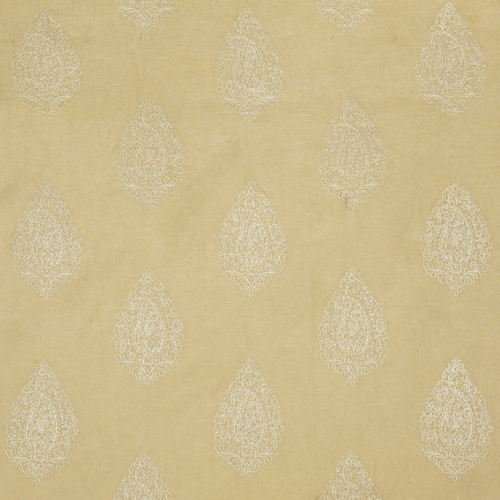 Meherza Buta on Ecru Cotton Silk Embroidered Fabric