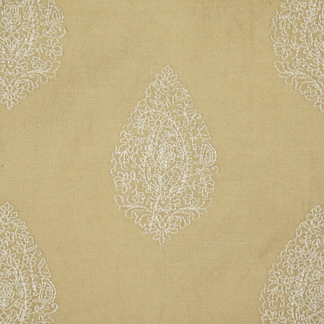 Meherza Buta on Ecru Cotton Silk Embroidered Fabric