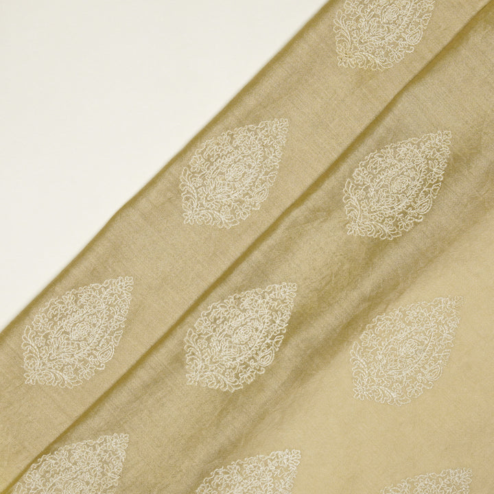 Meherza Buta on Ecru Cotton Silk Embroidered Fabric