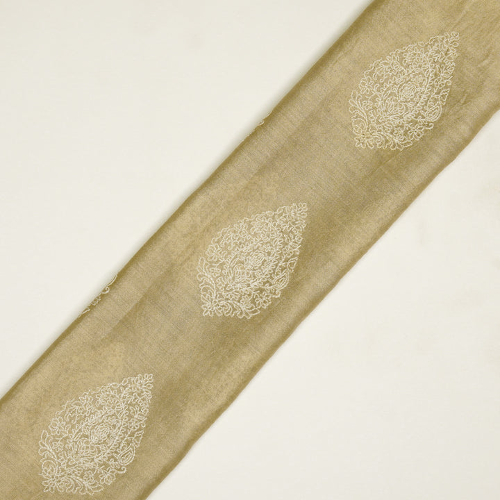 Meherza Buta on Ecru Cotton Silk Embroidered Fabric