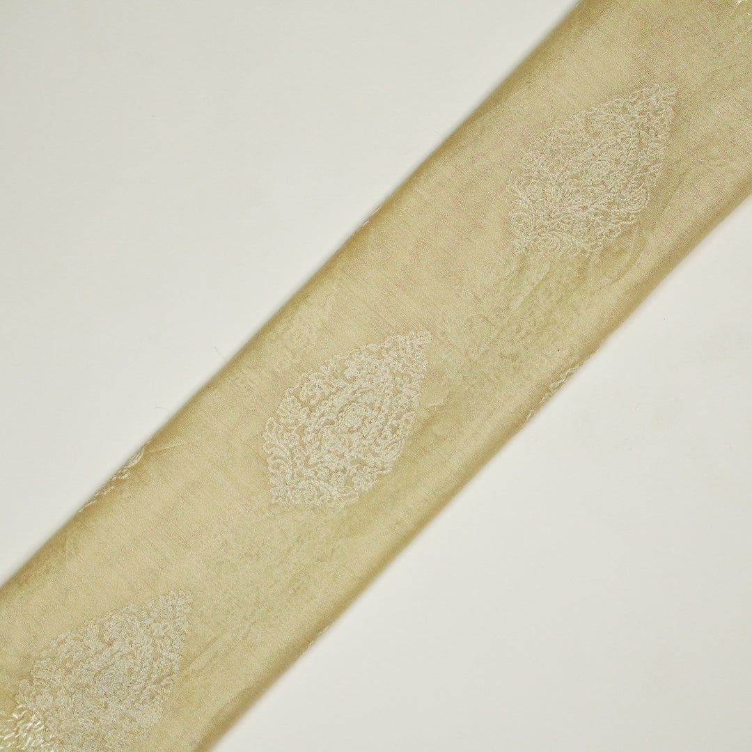 Meherza Buta on Cream Cotton Silk Embroidered Fabric