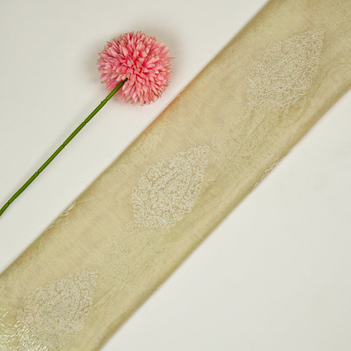 Meherza Buta on Cream Cotton Silk Embroidered Fabric