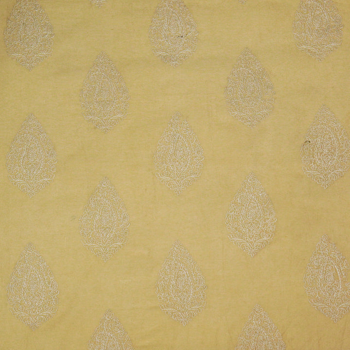 Meherza Buta on Beige Cotton Silk Embroidered Fabric