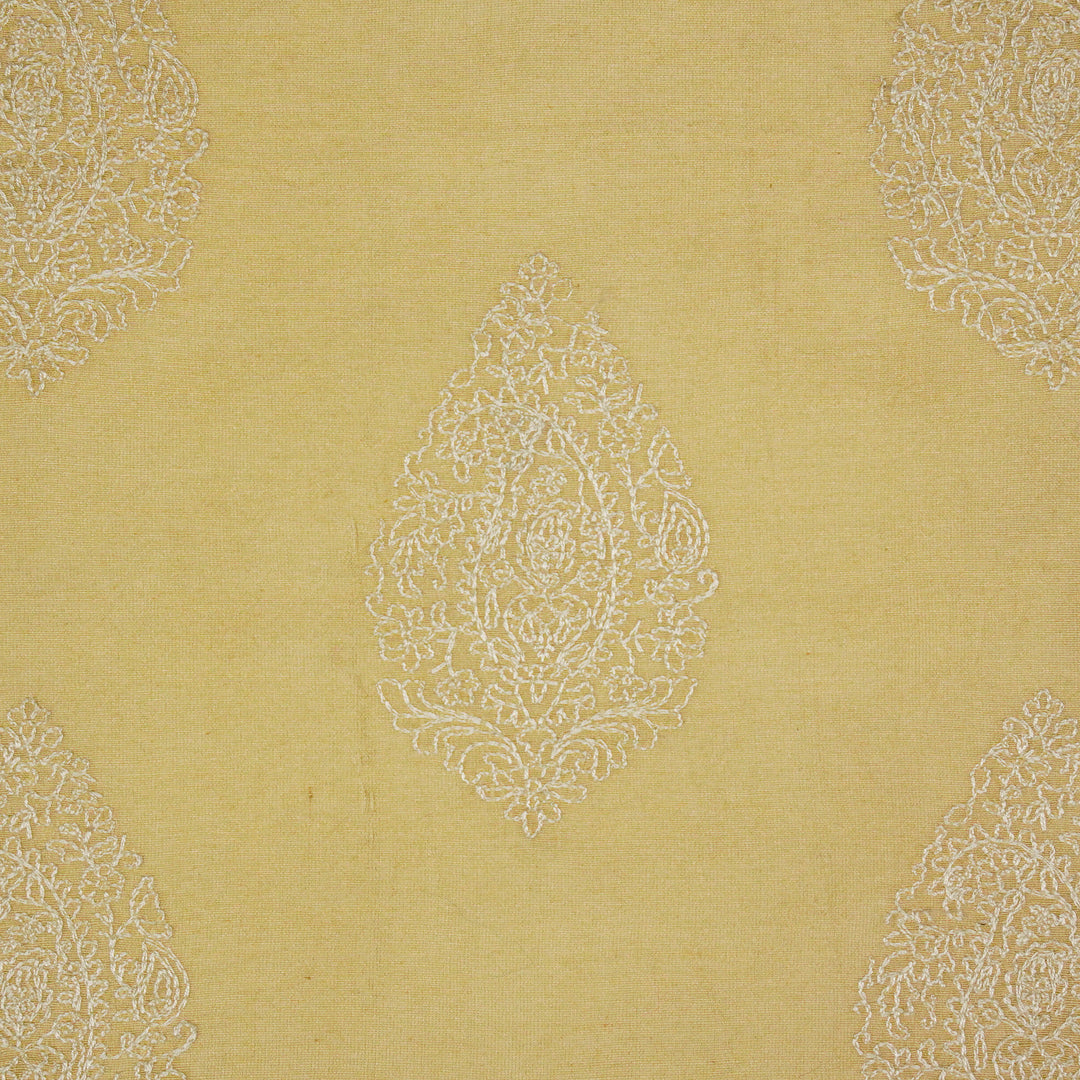 Meherza Buta on Beige Cotton Silk Embroidered Fabric