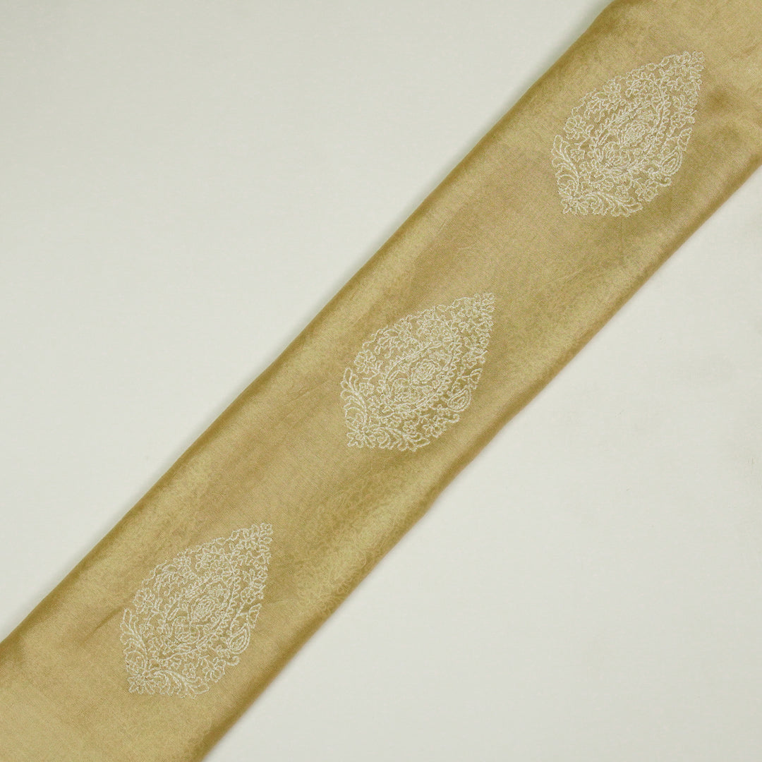 Meherza Buta on Beige Cotton Silk Embroidered Fabric