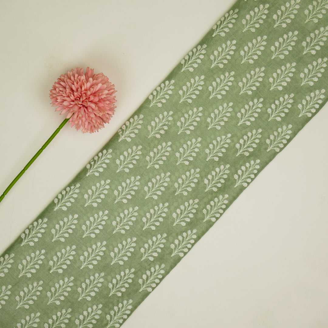 Vanika Buti on Sea Green Silk Chanderi Embroidered Fabric