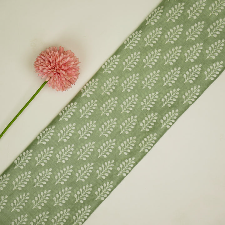 Vanika Buti on Sea Green Silk Chanderi Embroidered Fabric