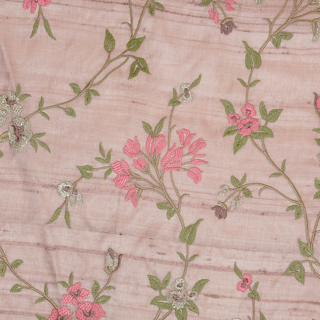 Fida Jaal On Onion Tussar Silk Embroidered Fabric