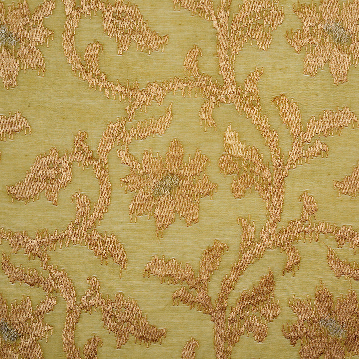 Tapti Jaal on Dusky Gold Semi Chanderi Embroidered Fabric