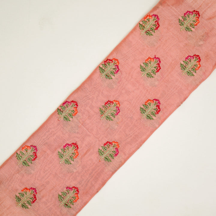 Pushpi Buti on Gajari Silk Chanderi Embroidered Fabric