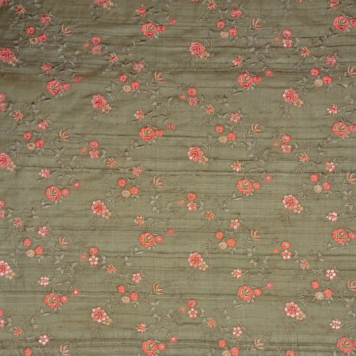 Yutika Jaal on Mouse Tussar Silk Embroidered Fabric