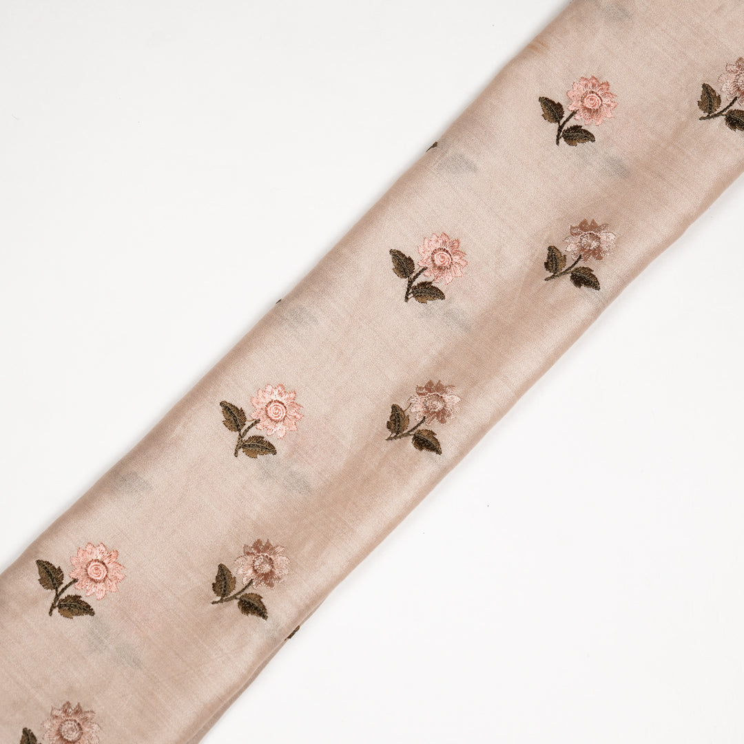 Rakini Buti on Beige/Peach Silk Chanderi Embroidered Fabric