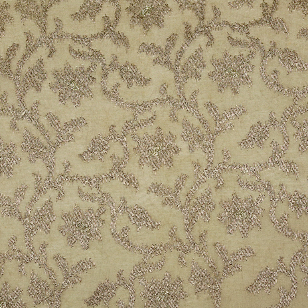 Tapti Jaal on Almond Semi Chanderi Embroidered Fabric