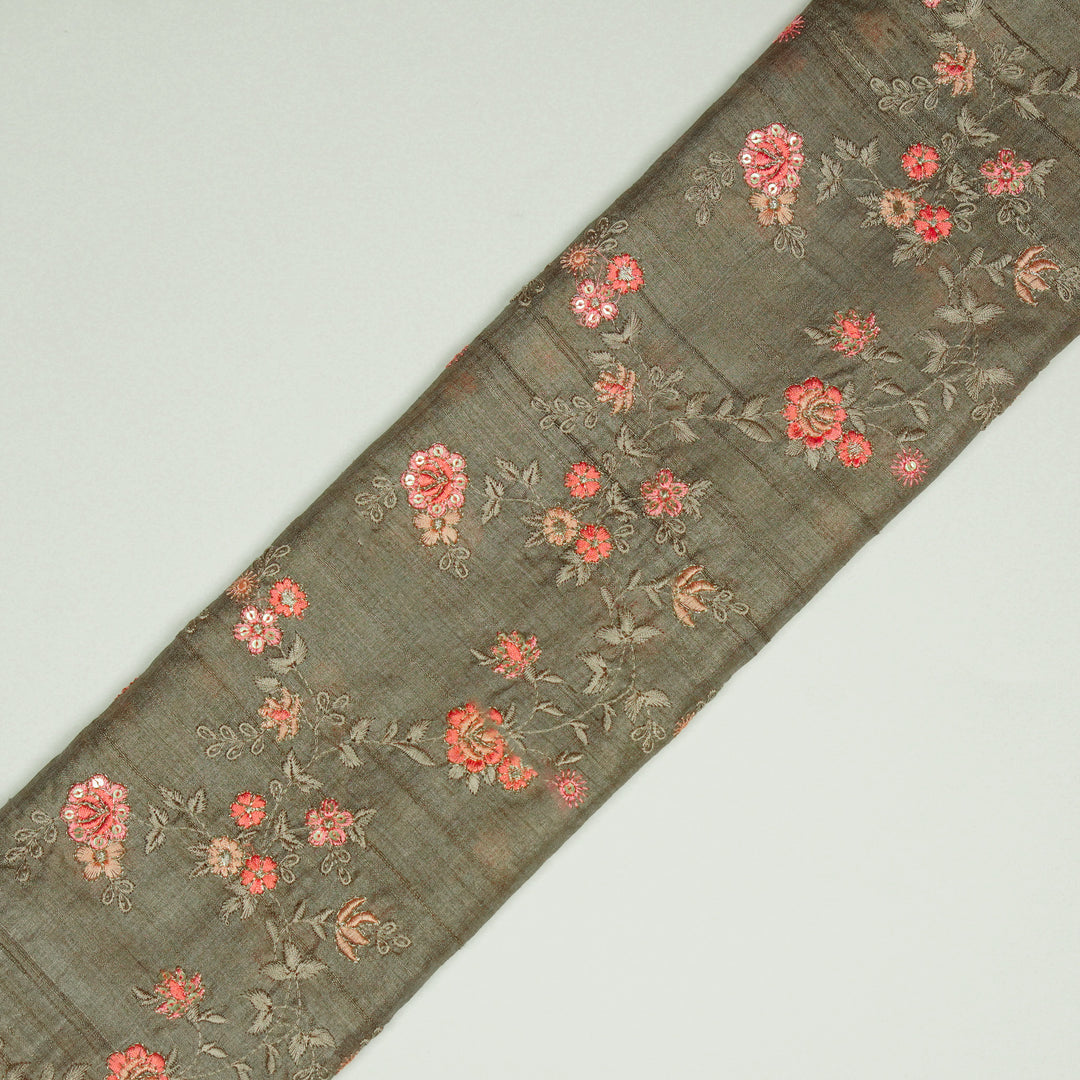 Yutika Jaal on Mouse Tussar Silk Embroidered Fabric