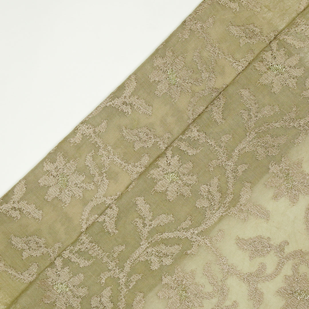 Tapti Jaal on Almond Semi Chanderi Embroidered Fabric