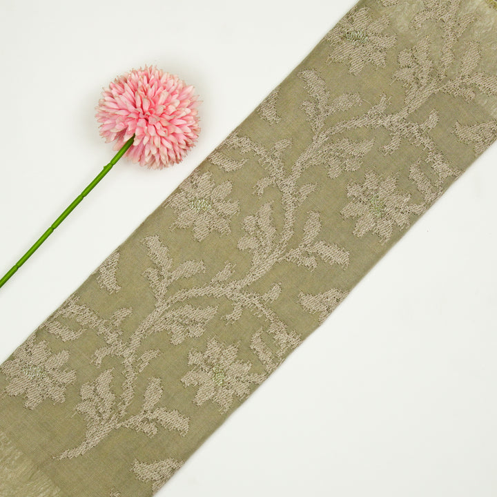 Tapti Jaal on Almond Semi Chanderi Embroidered Fabric