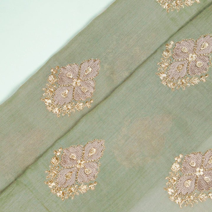 Kiara Buta on Moss Green Silk Chanderi Embroidered Fabric