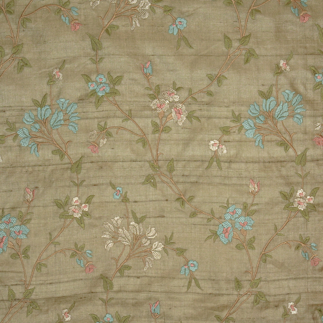 Fida Jaal On Mouse Tussar Silk Embroidered Fabric
