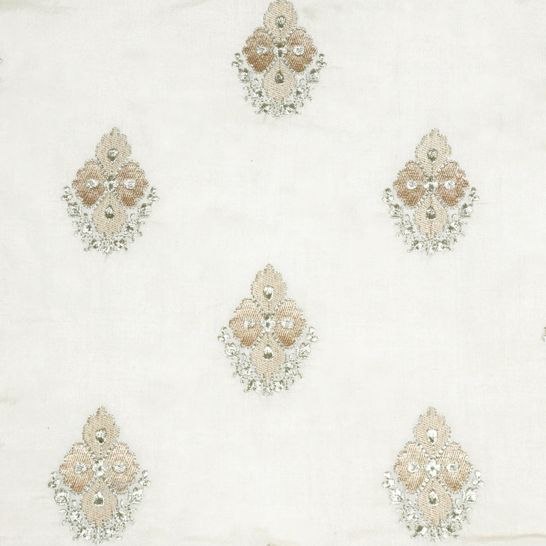 Kiara Buta on Beige Silk Chanderi Embroidered Fabric