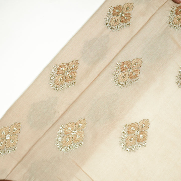 Kiara Buta on Beige Silk Chanderi Embroidered Fabric