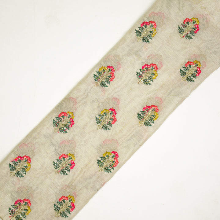 Pushpi Buti on Cream Silk Chanderi Embroidered Fabric
