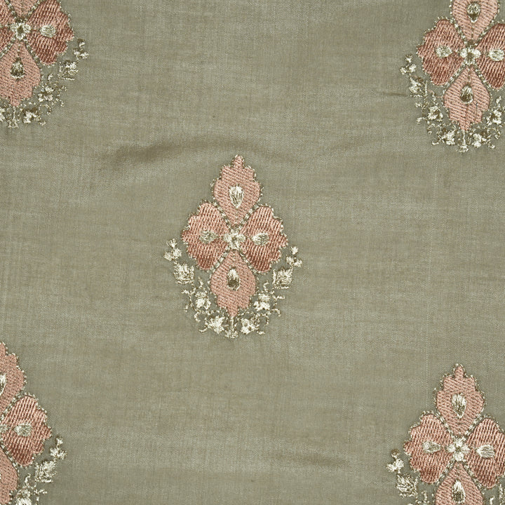 Kiara Buta on Mouse Silk Chanderi Embroidered Fabric