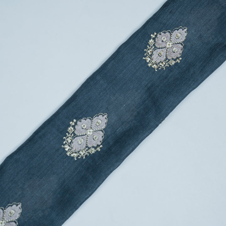 Kiara Buta on Bluish Grey Silk Chanderi Embroidered Fabric