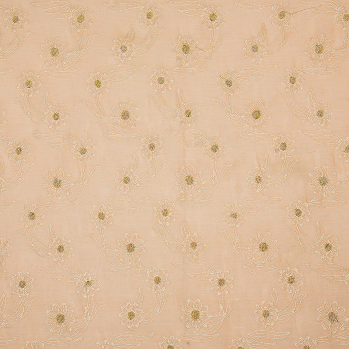 Alara Jaal on Peach Cotton Silk Embroidered Fabric