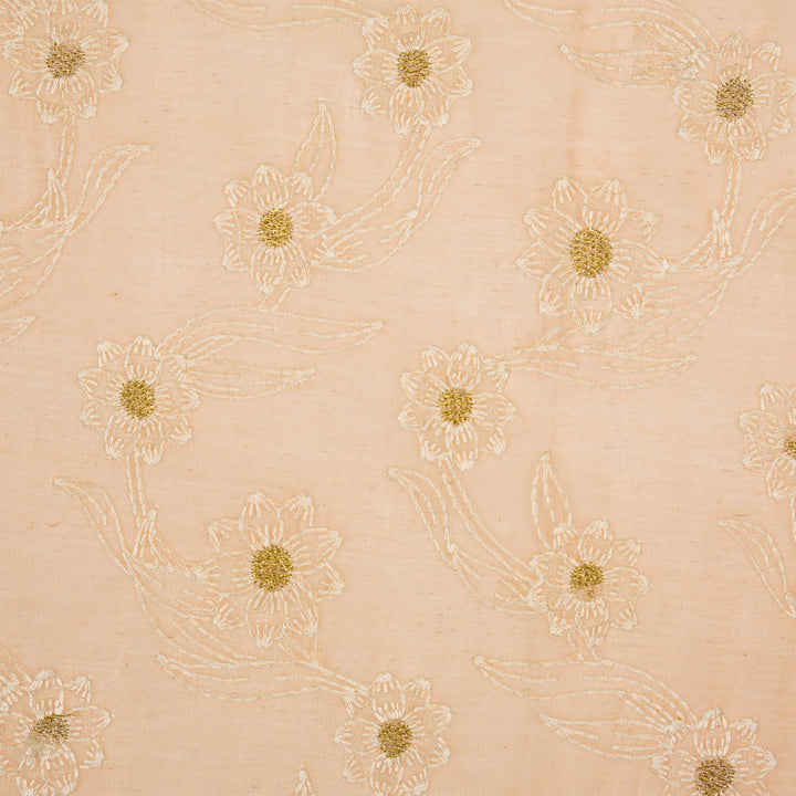 Alara Jaal on Peach Cotton Silk Embroidered Fabric