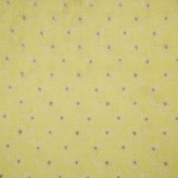 Alara Jaal on Lemon Cotton Silk Embroidered Fabric