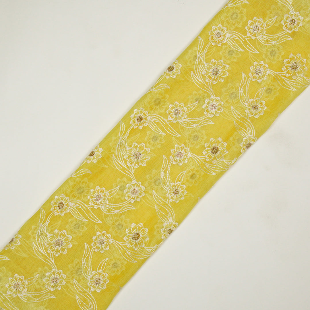 Alara Jaal on Lemon Cotton Silk Embroidered Fabric