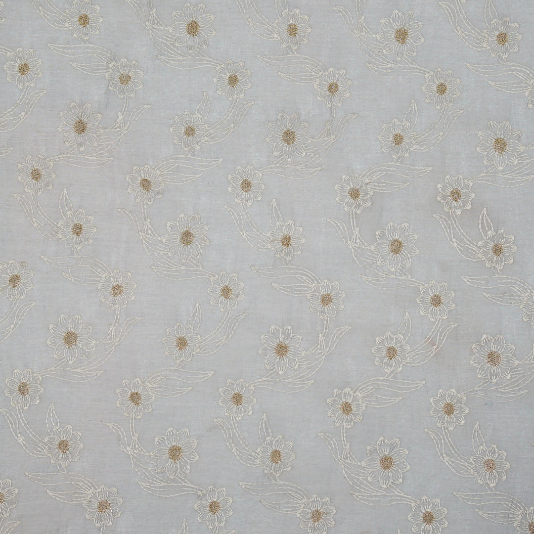 Alara Jaal on Grey Cotton Silk Embroidered Fabric