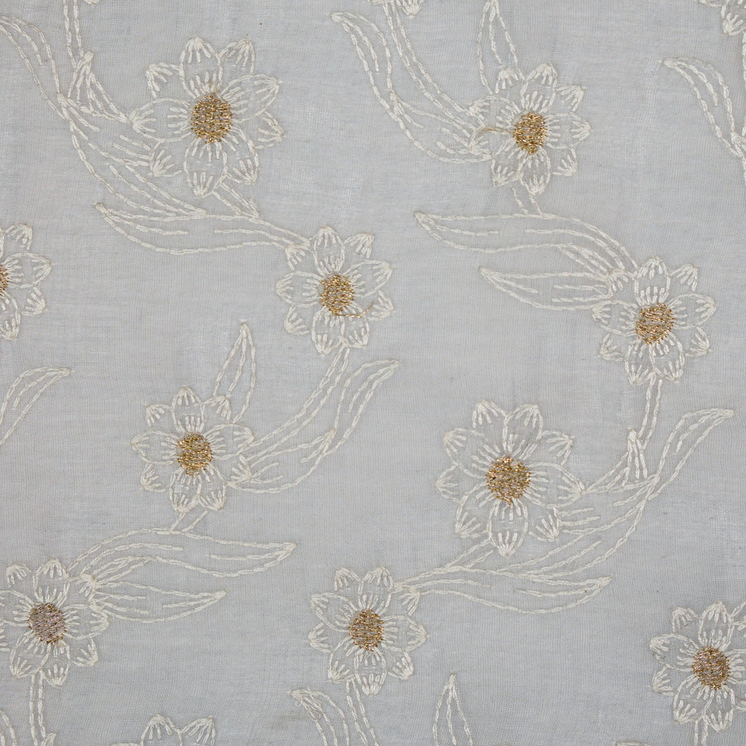 Alara Jaal on Grey Cotton Silk Embroidered Fabric